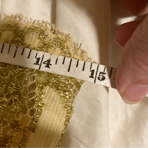 Vintage 50s Midcentury Modern Union Made Gold Lace Cocktail Party Dress - Picture 9 of 9